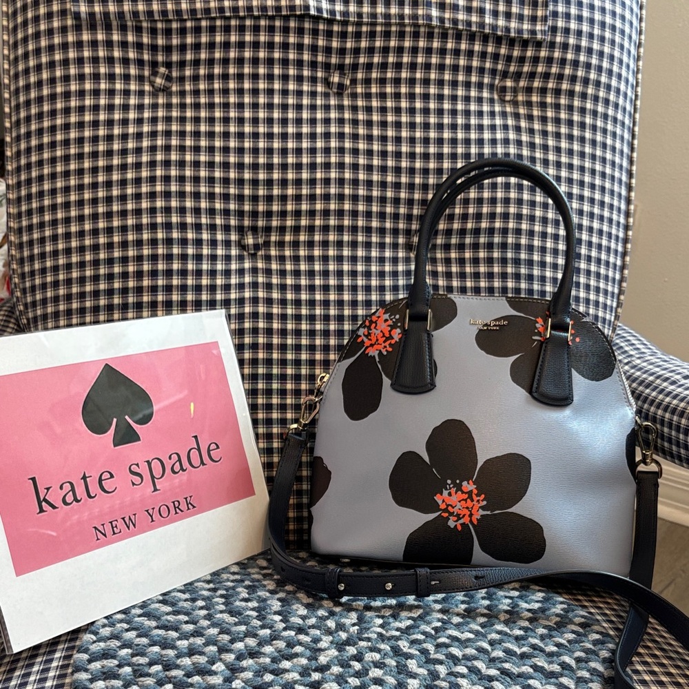 Kate Spade Black and Gray Floral Satchel